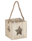 Large Rustic Wood Star Tealight Holder