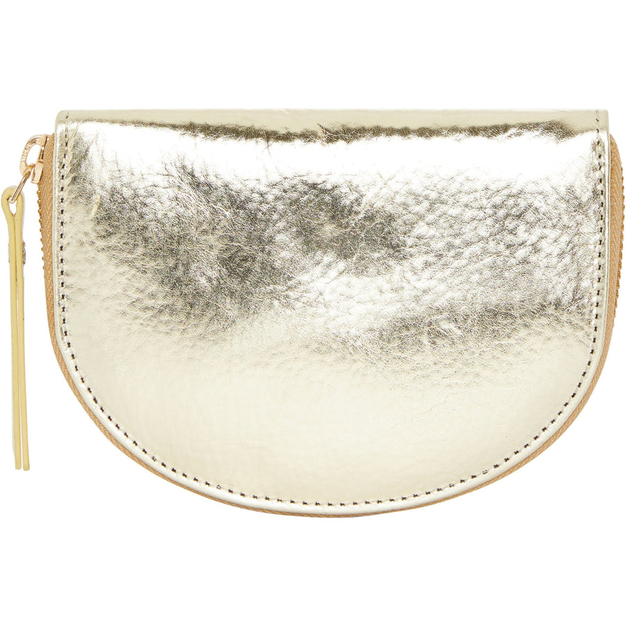 Gold Leather Zip Around Half Moon Coin Purse Brix and Bailey