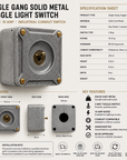 Single Gang Solid Cast Metal Toggle 2 Way Light Switch – Industrial Conduit