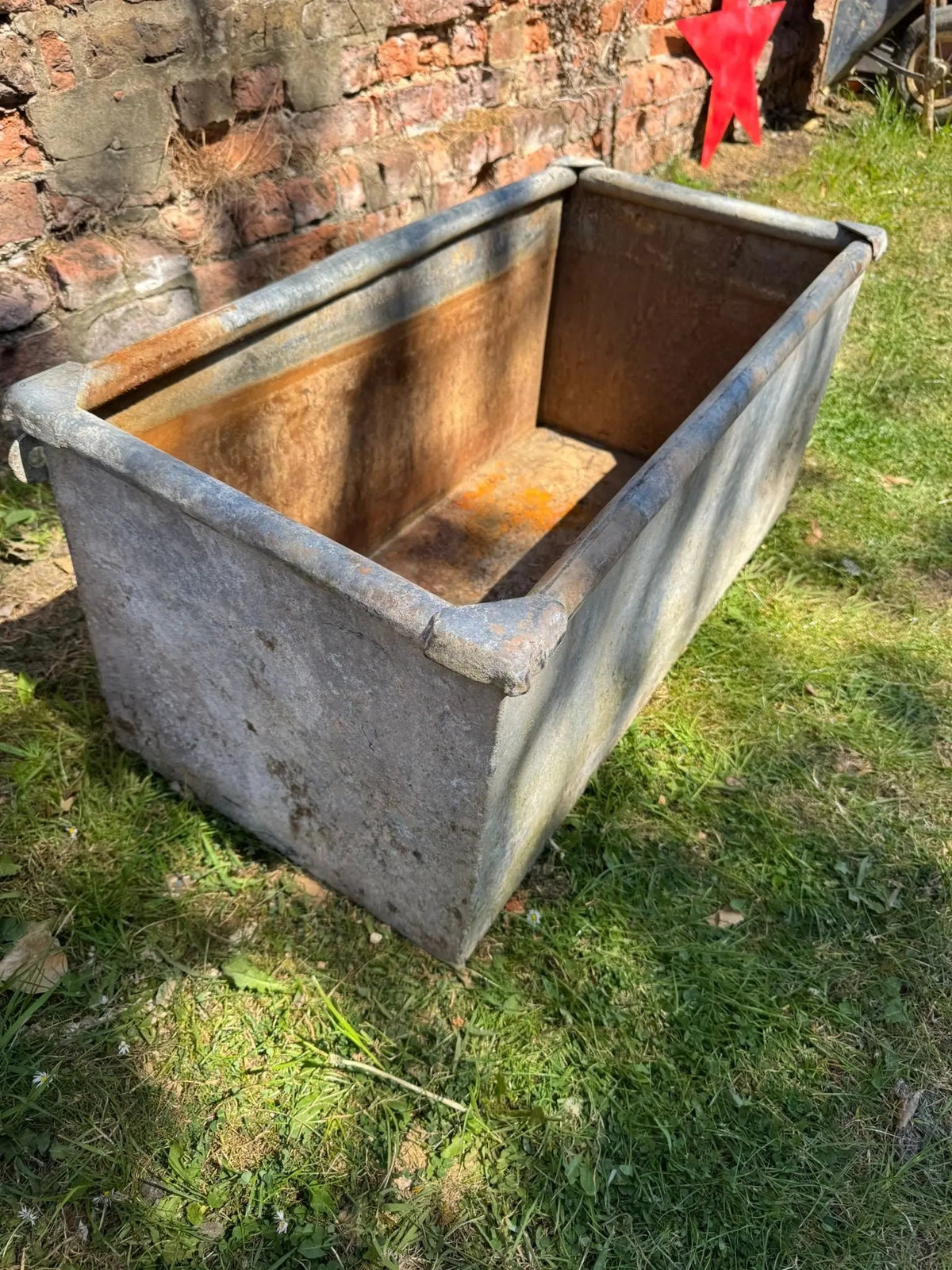 Reclaimed Galvanised Trough Garden Planter /  Raised Flower Bed Plant Pot 1B