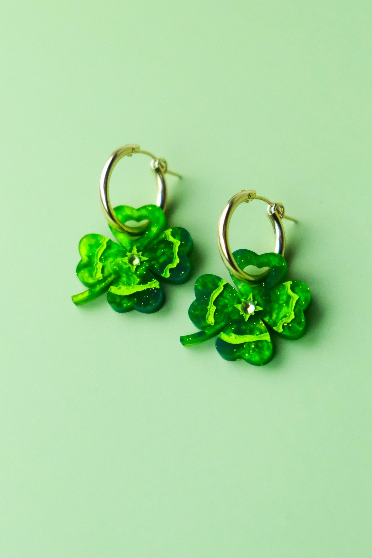 Four Leaf Clover Hoop Earrings