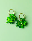 Four Leaf Clover Hoop Earrings