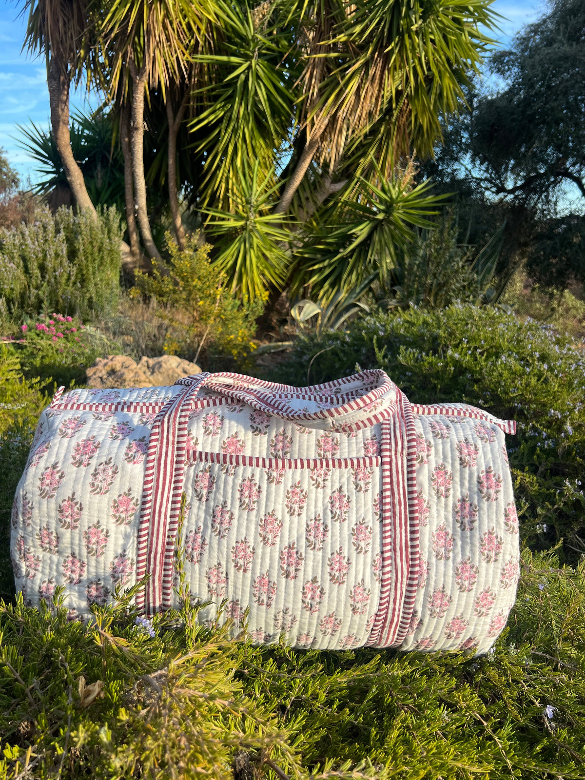 Quilted blocked cotton weekend duffle bag standard size