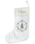 Personalised Christmas Stocking - Grey Scandi Wreath