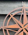 Rusty Compass Garden Decoration , Wall Or Fence Ornament