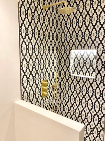 Premium Moroccan Cement Tiles, Handcrafted Olive Black Pattern, Stylish Bathroom Kitchen Flooring, Authentic High Traffic Tiles by Maria Starling Design at brixbailey.com
