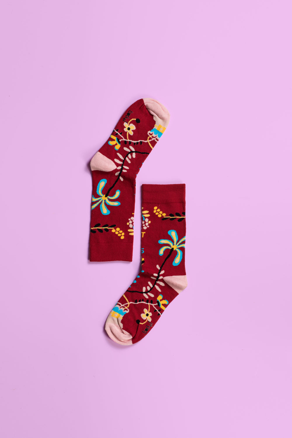Luxury floral socks for women, soft cotton blend with leaves and spring flowers design, best-selling trendy socks by Body and I at brixbailey.com