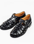 Handmade Black Leather Fisherman Sandals for Men