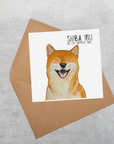 Escape Plans & Birthday Barks” – Shiba Inu Greeting Card
