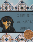 Black & Tan Dachshund Dining Drama – Hilarious Pet Bowl Mat!