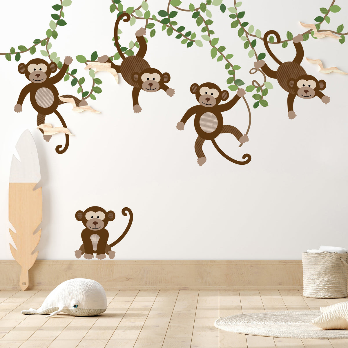 Extra Monkeys, Vines &amp; Leaves -  Repositionable Wall Decals Add-on Set