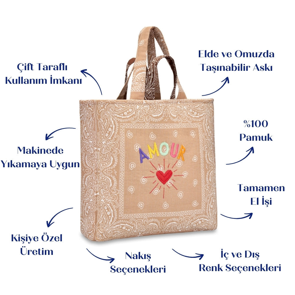 LEO Quilted Maxi Tote Çanta - AMOUR