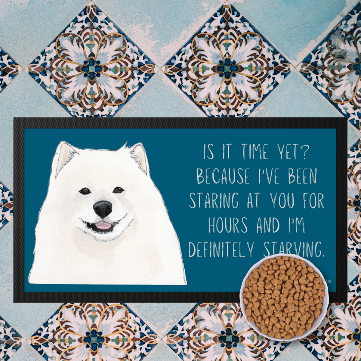 Starving &amp; Staring: Samoyed-Approved Pet Bowl Mat
