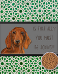 Dachshund Dining Drama – Hilarious Pet Bowl Mat!