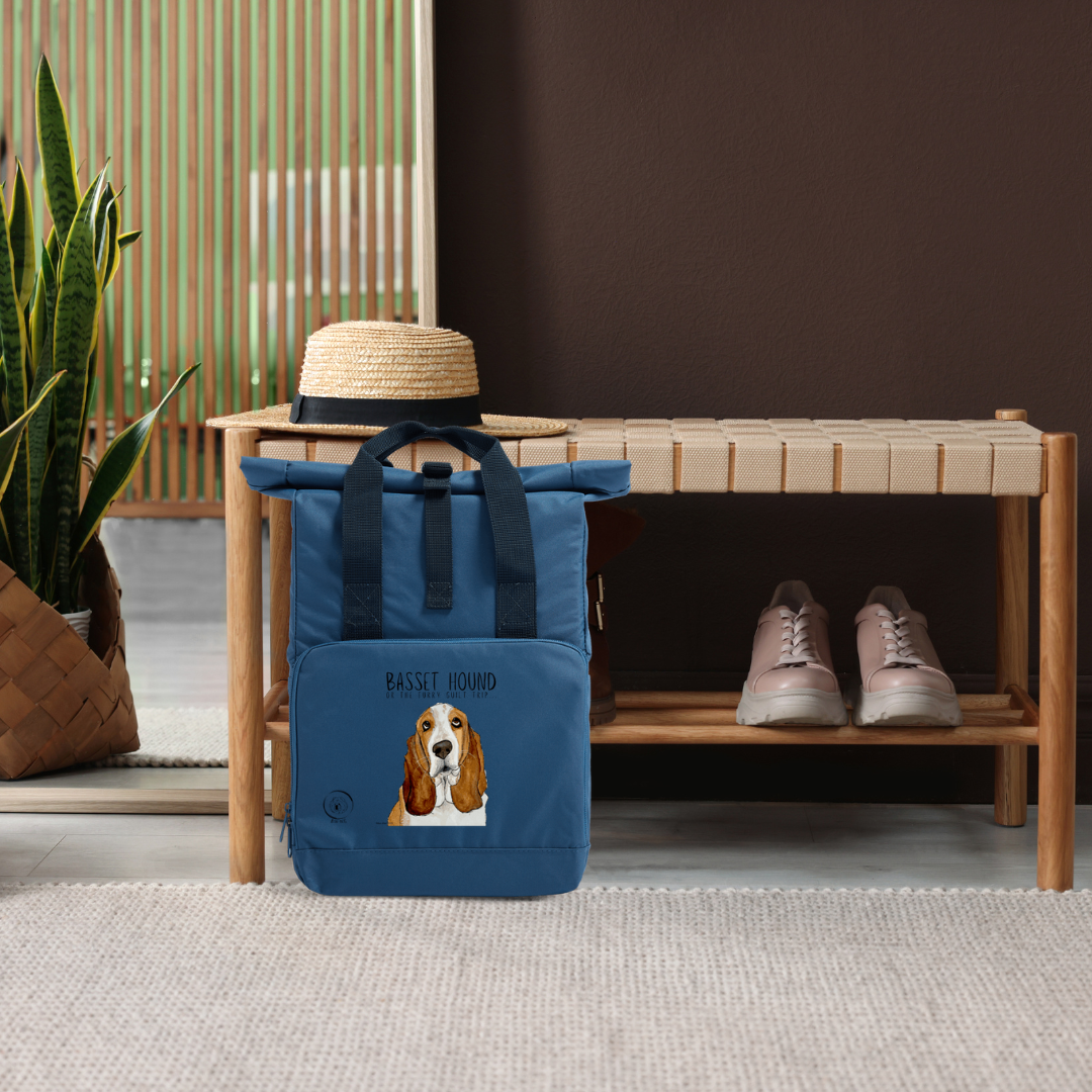 Basset Hound Roll-Top Backpack: Stylish, Sustainable, and Guilt-Trip Approved!