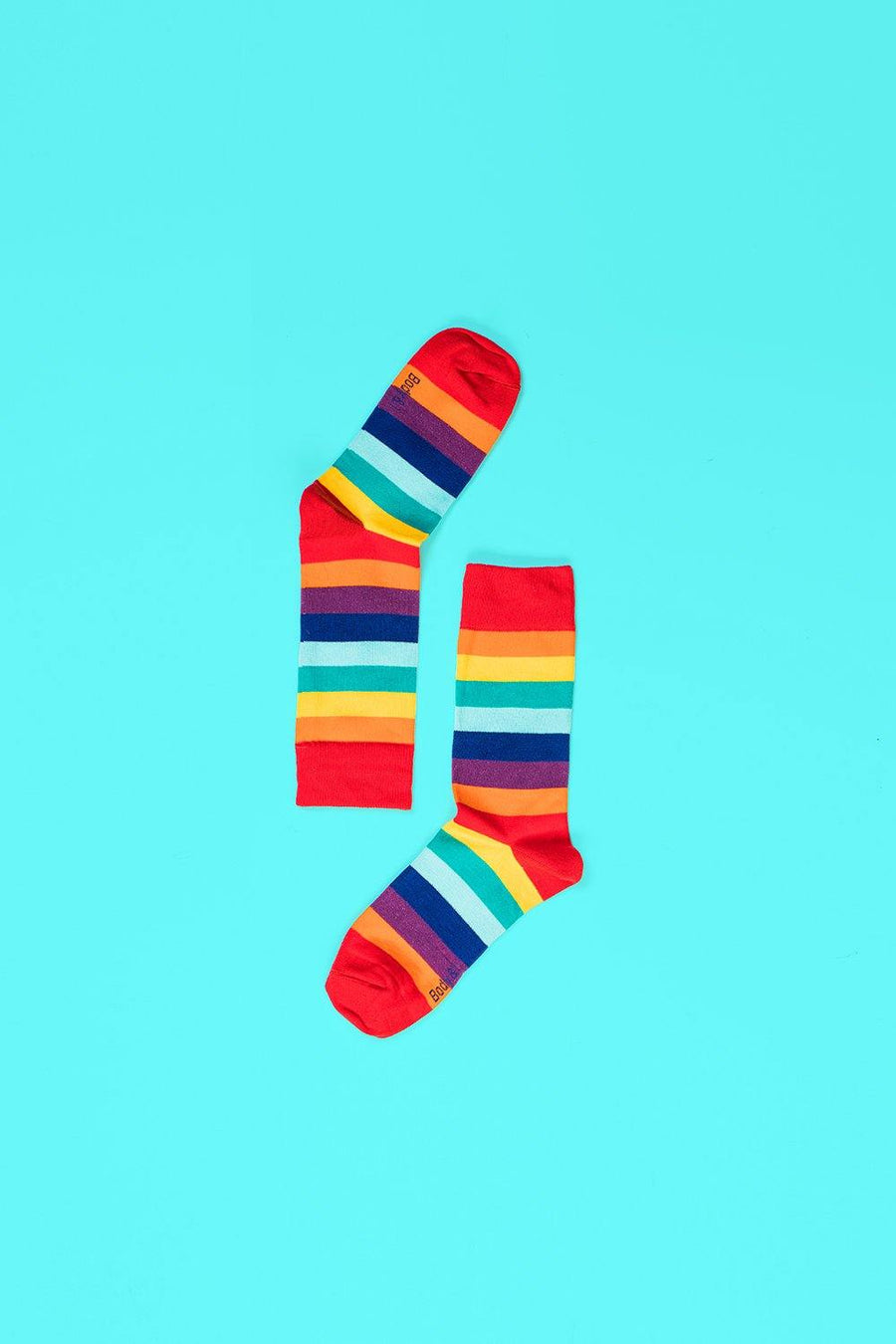 Crew-Length Rainbow Striped Socks - Pack of 4