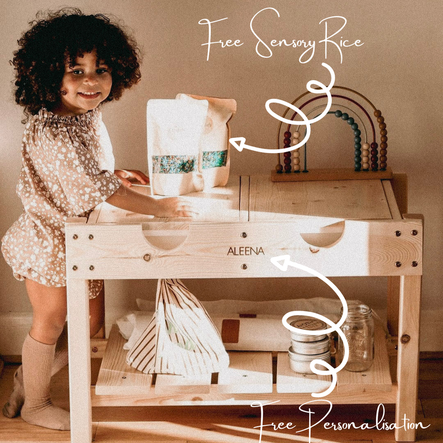 Premium Sensory Table for Kids - Montessori Learning, Sand and Water Play with Removable Trays, Durable Pine Wood Stand by Vincabel's Playground at brixbailey.com