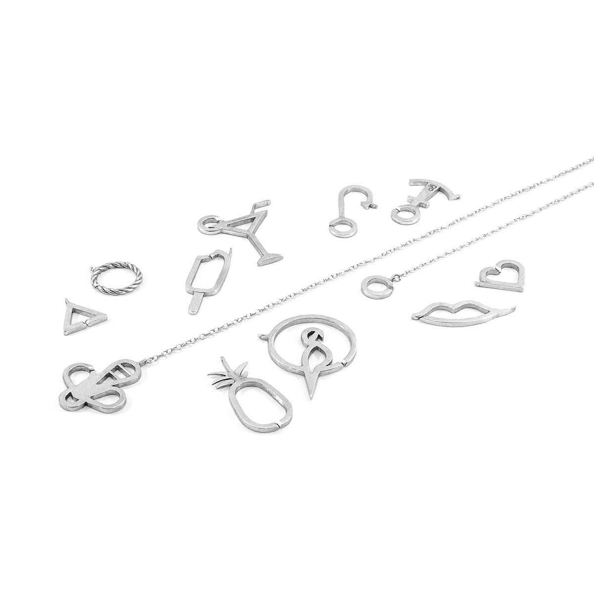 Fish Hook Link Paradise Silver Necklace Pendant