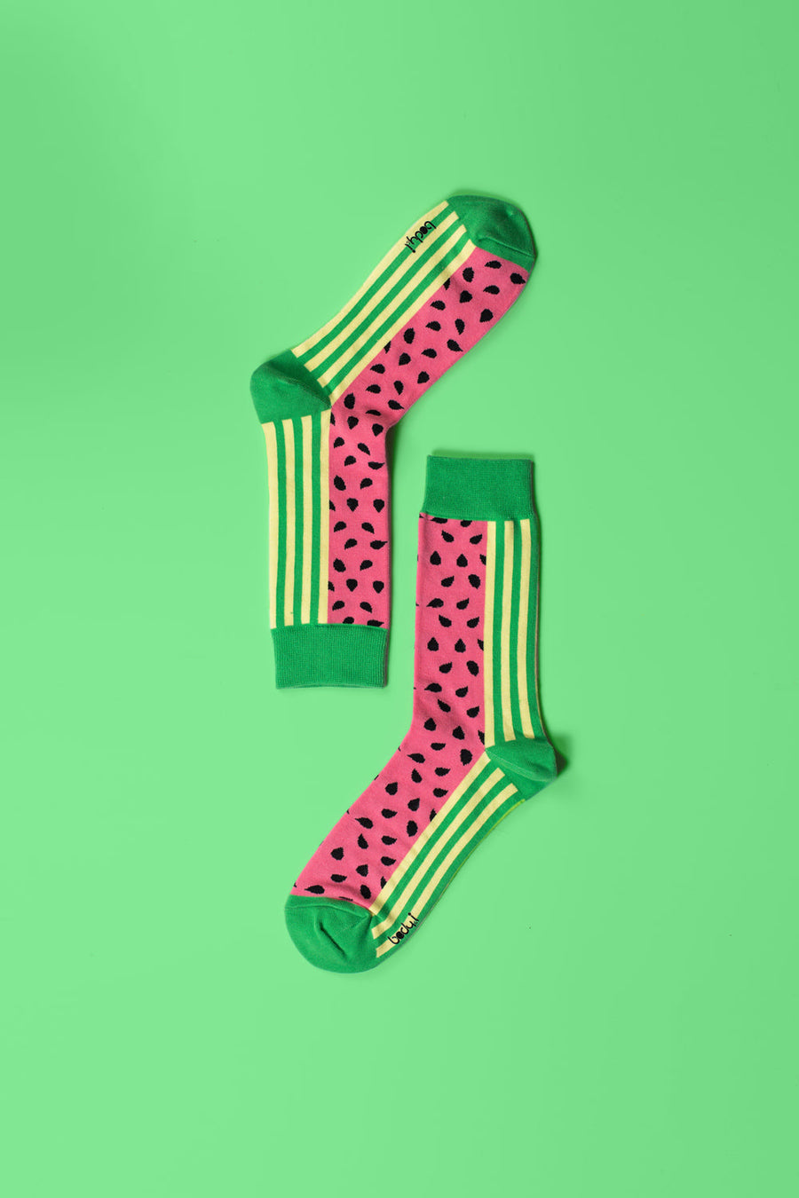 Luxury watermelon socks for men, premium cotton blend, stylish spring-themed design, best-selling fun print by Body and I at brixbailey.com