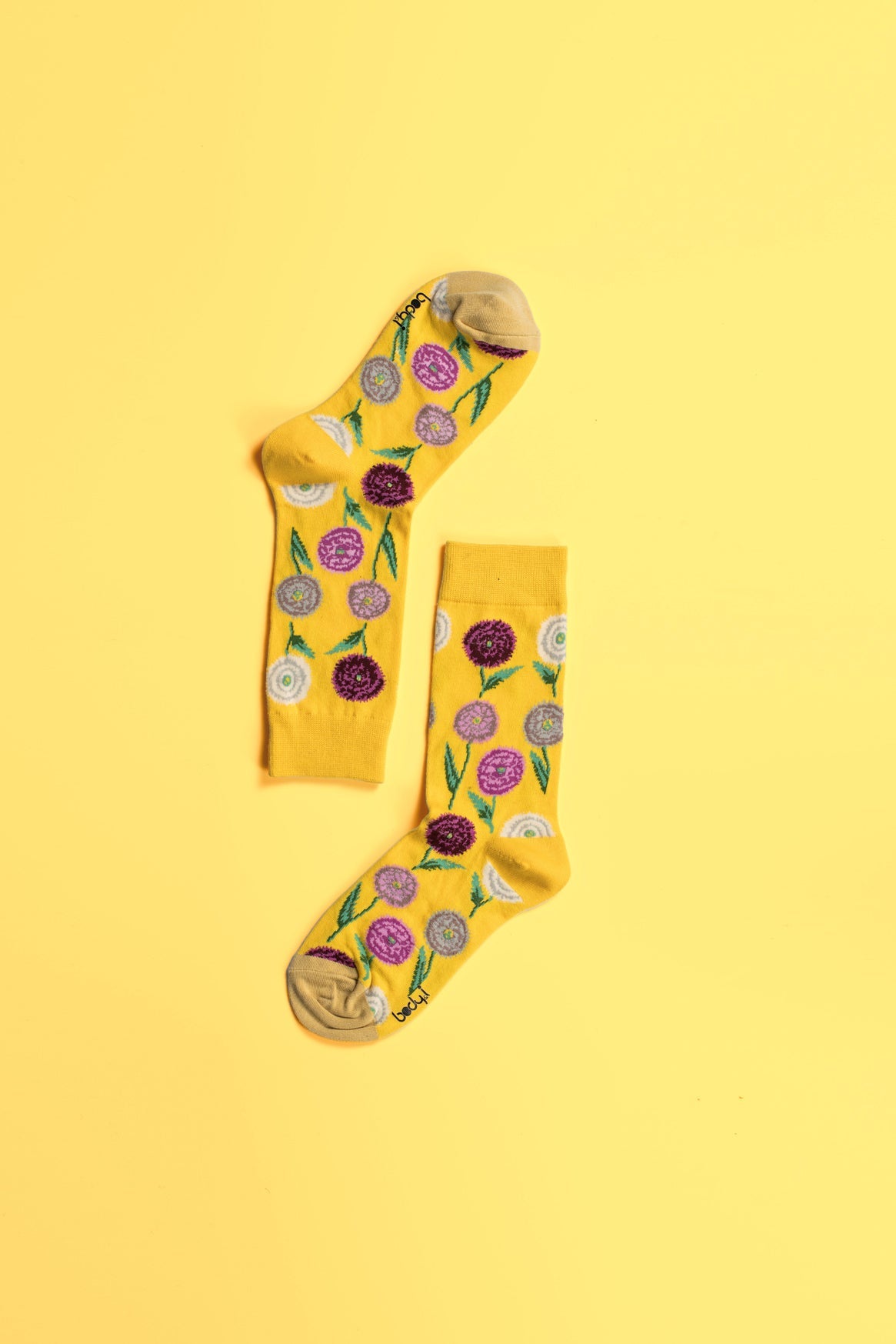 Spring floral socks for women, premium cotton blend with leaves and flowers design, comfortable and stylish, set of 3 pairs, best-selling by Body and I at brixbailey.com