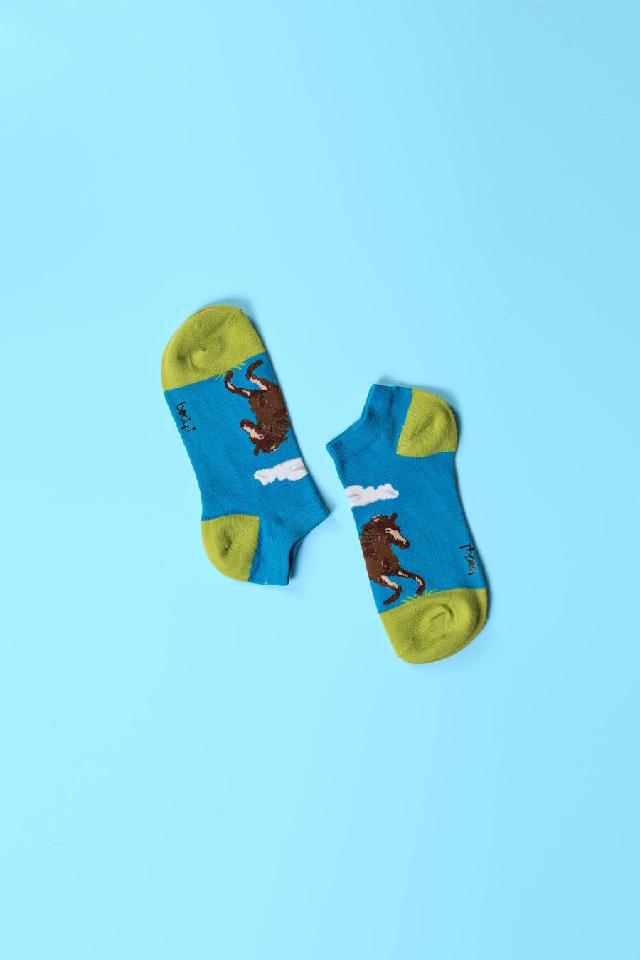 Cartoon horse socks for men, fun and stylish premium cotton blend socks, best-selling novelty design by Body and I at brixbailey.com