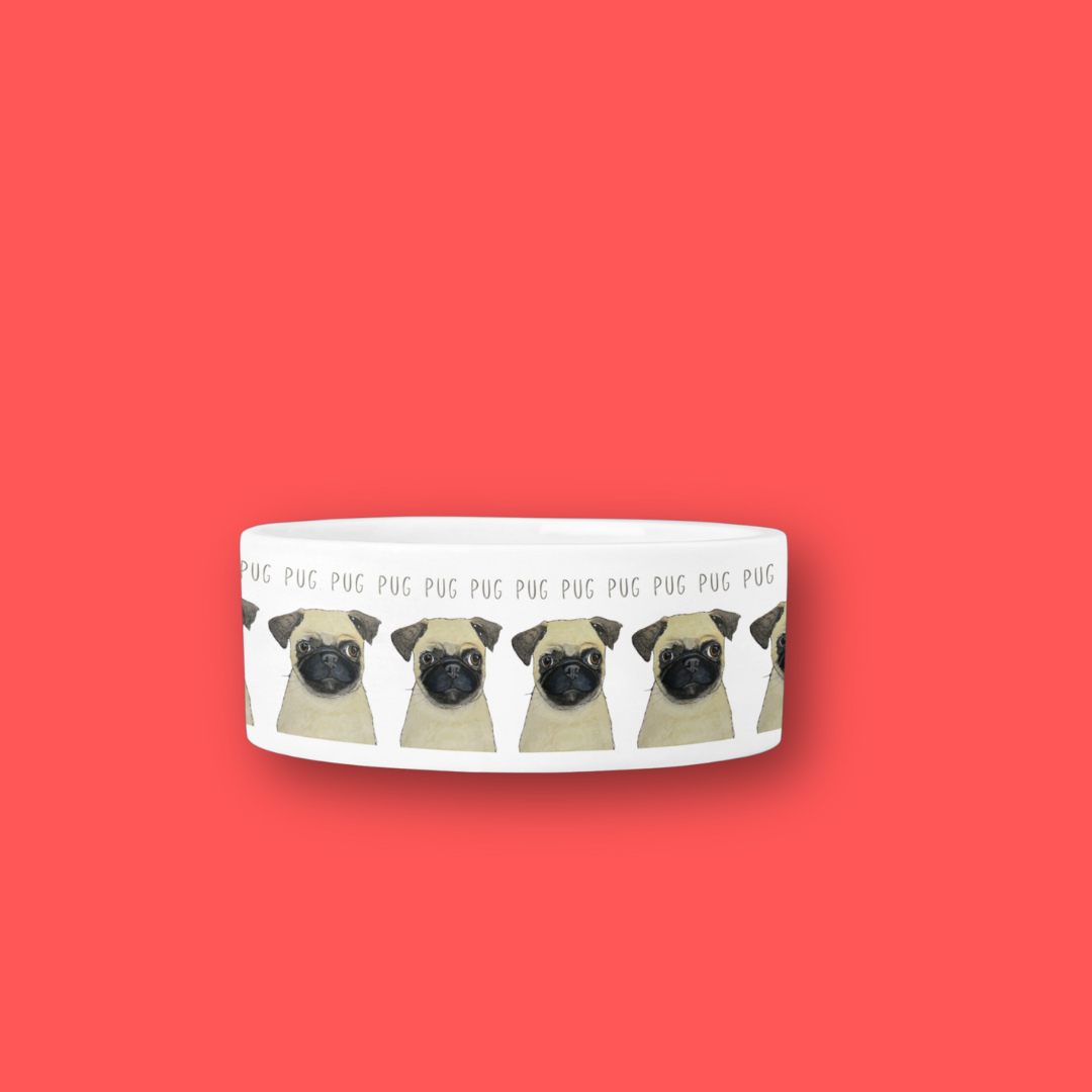 Pug Perfection: The High-End Ceramic Dog Bowl for Snorty Royals!
