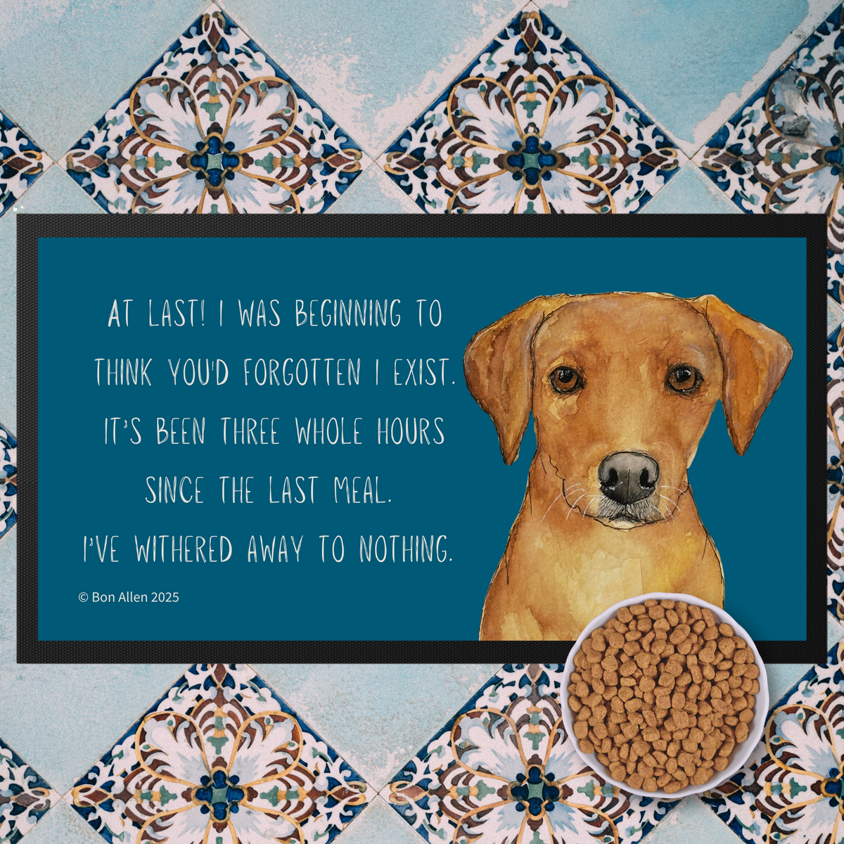 Starving Since Breakfast Pet Bowl Mat – Featuring the Fox Red Labrador