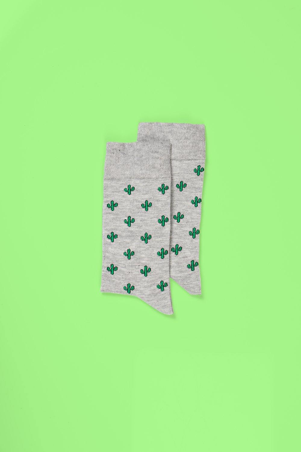 Luxury cactus pattern socks, premium green succulent design, cozy pack of 4, best-selling stylish autumn socks for men and women by Body and I at brixbailey.com