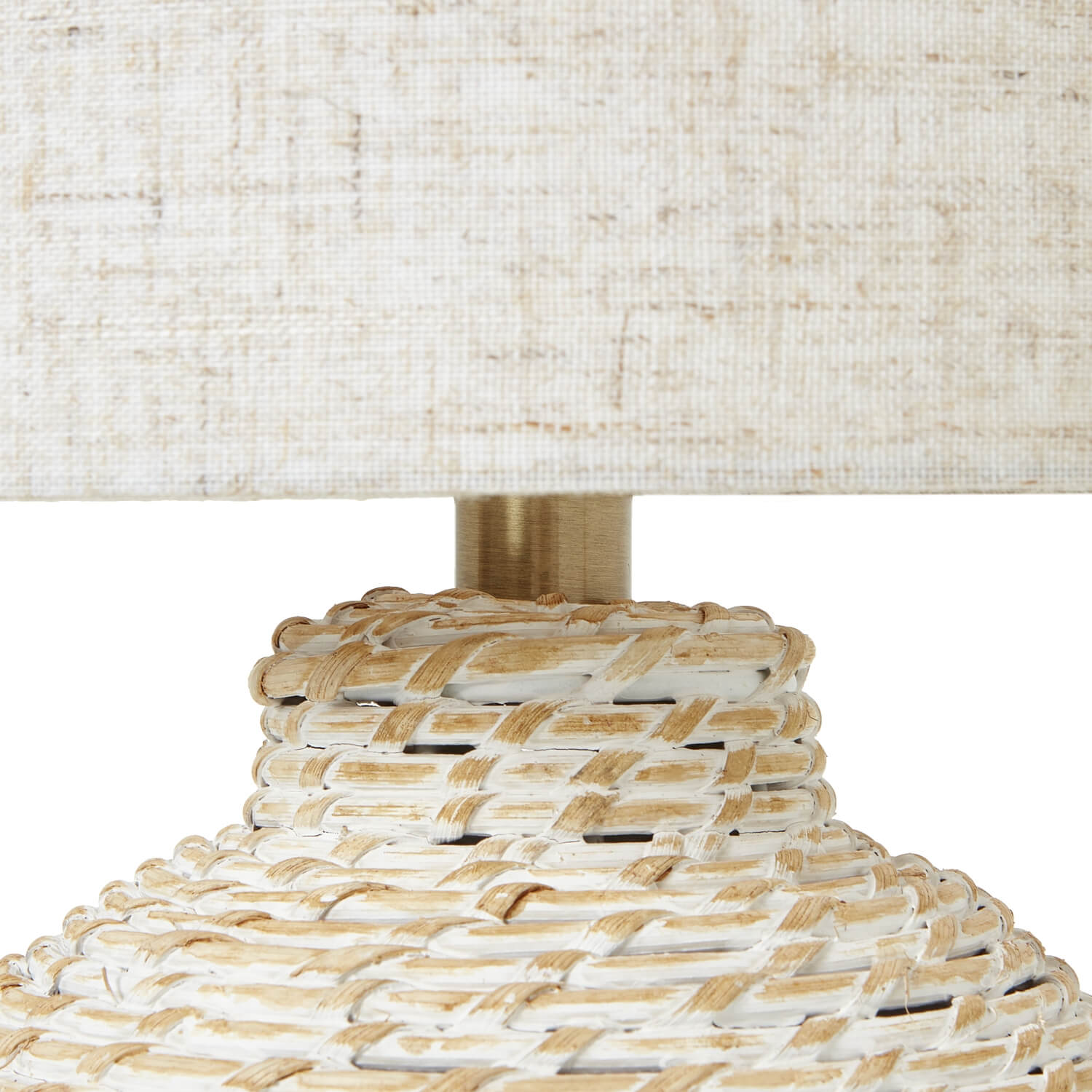 Stylish White Wicker Table Lamp with Linen Shade