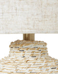 Stylish White Wicker Table Lamp with Linen Shade