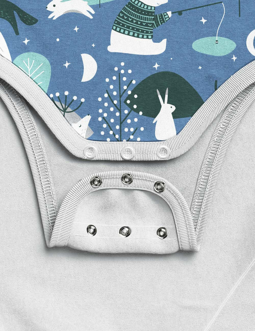 Long Sleeve Baby Bodysuit with Winter Animal Print