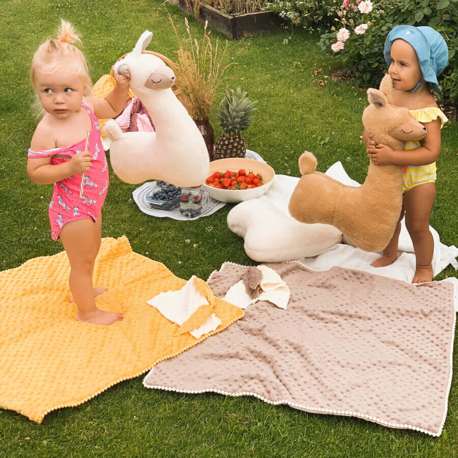 Double-Sided Baby Blanket with Detachable Bunny Toy - Cozy, Safe &amp; Stylish by Kai aš mažas buvau at www.brixbailey.com