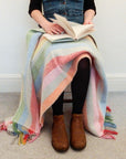Stripe Pure New Wool Throw - Rainbow Grey
