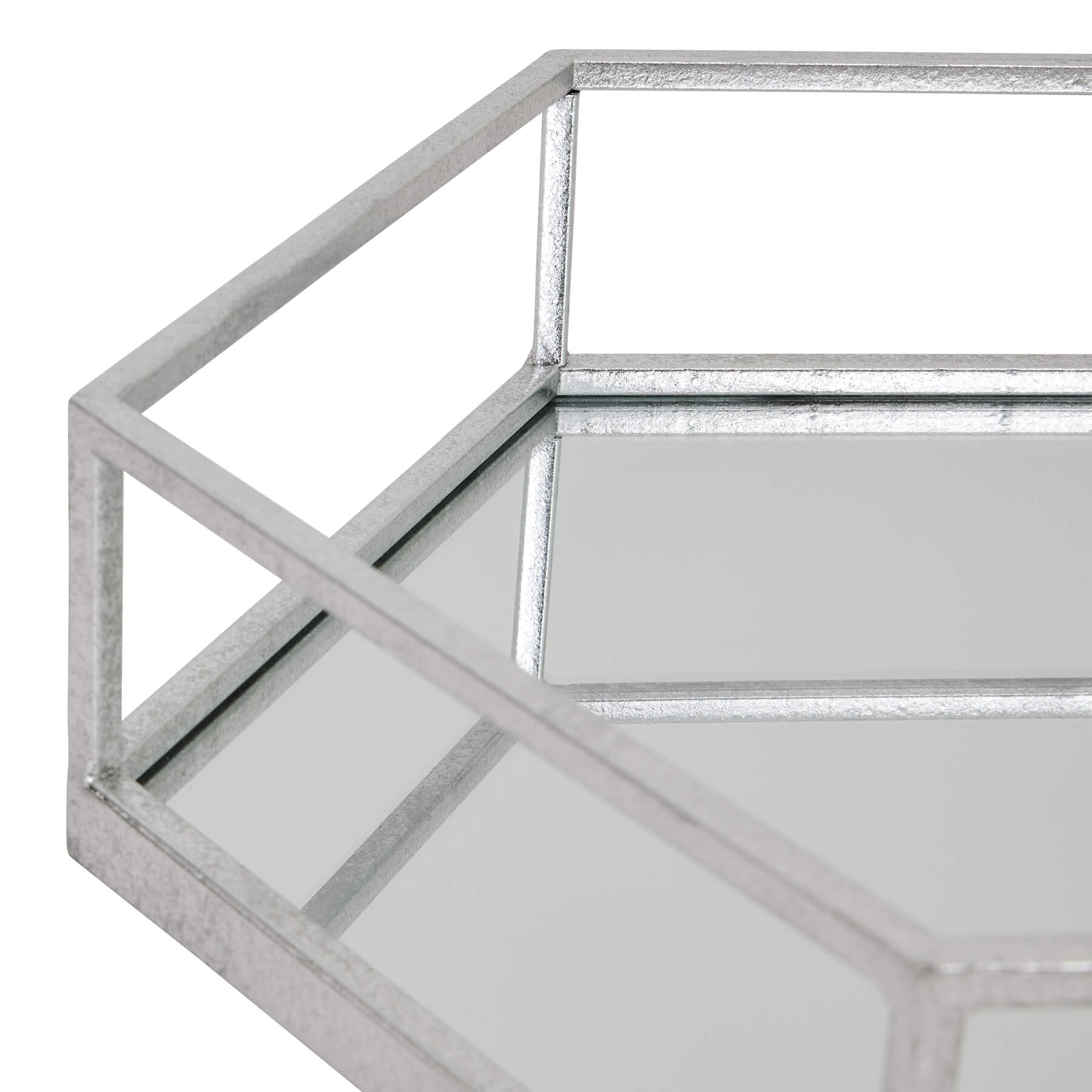 Elegant Hexagon Silver Trays - 2-Piece Set