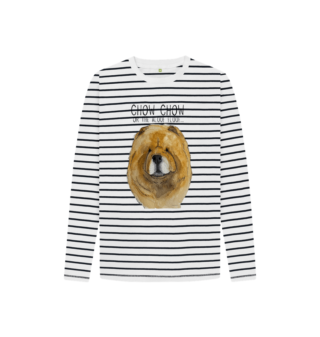 Red Chow Chow Kids' Breton Stripe Tee – Cozy &amp; Cute with a Fluffy Friend!