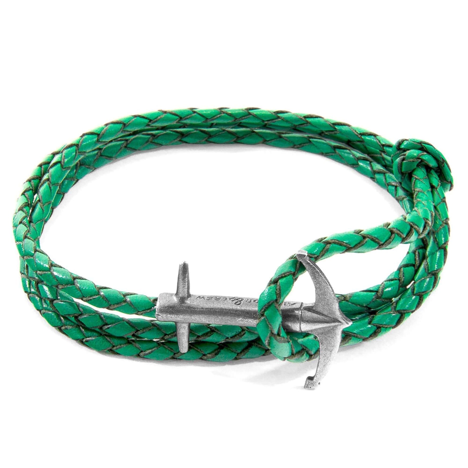The Admiral Anchor Silver and Braided Leather Bracelet - Handcrafted in Great Britain with Ethical Supply Chain by ANCHOR & CREW at www.brixbailey.com