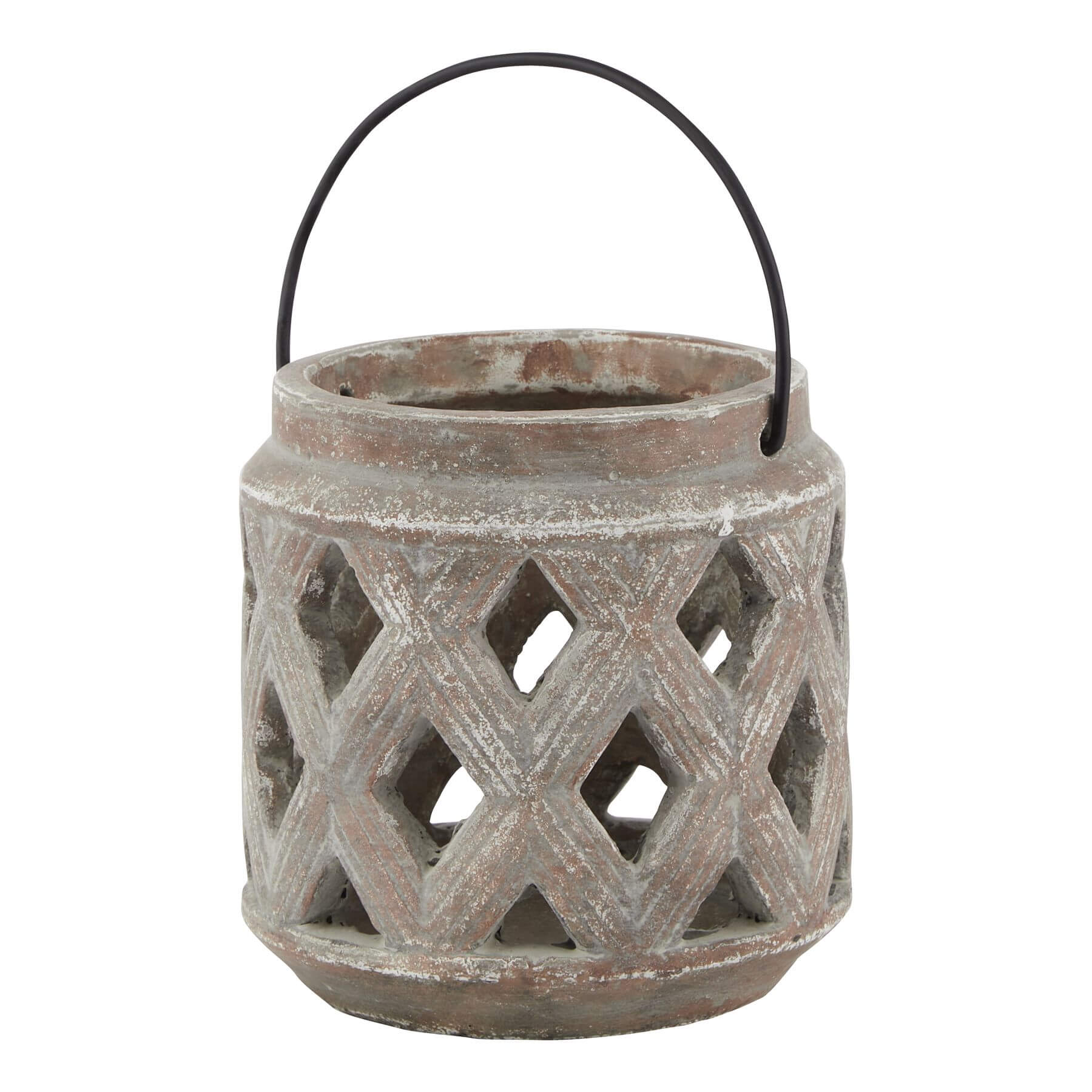 Walnut Brown Ceramic Lattice Lantern
