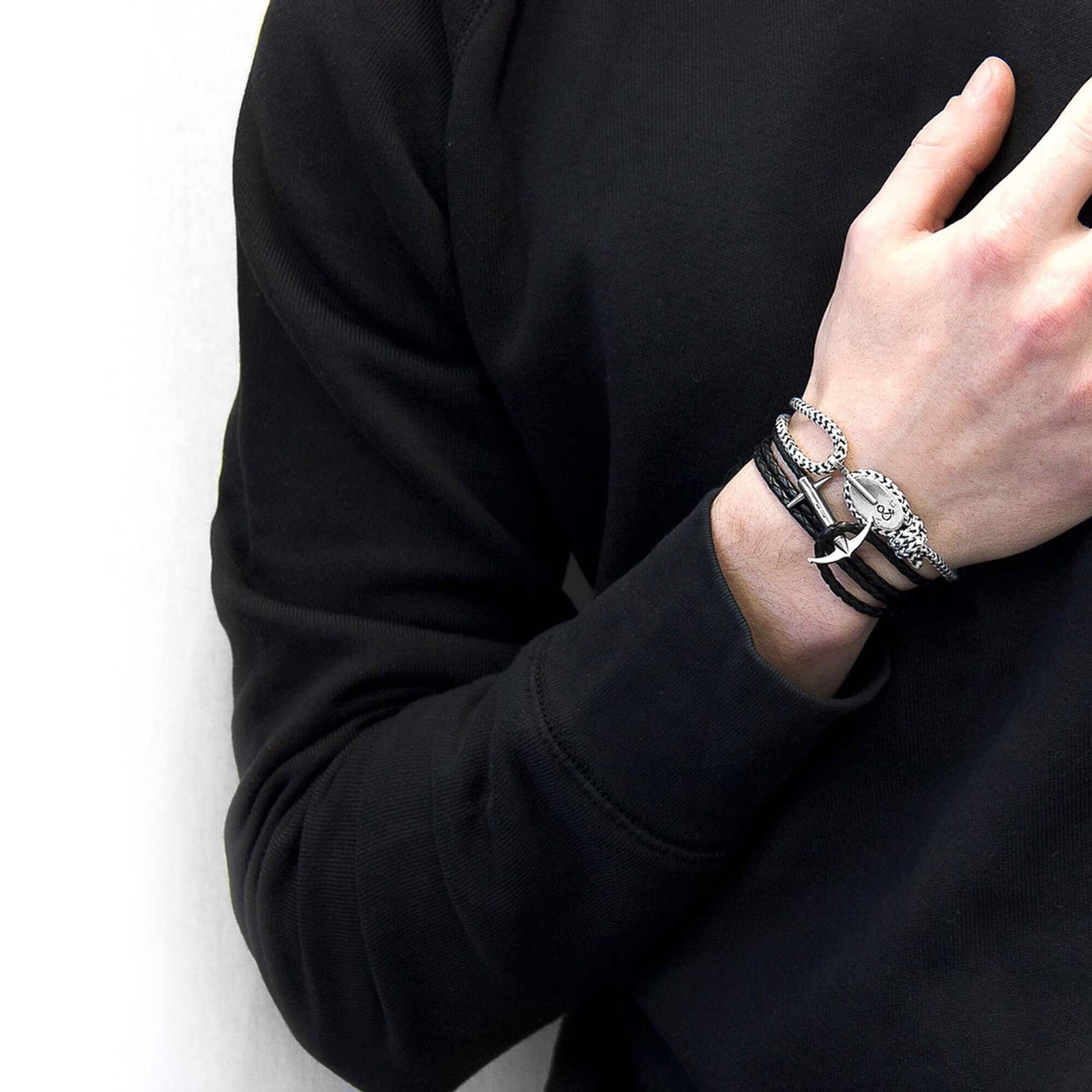 Anchor Bracelet Coal Black with Silver Clasp