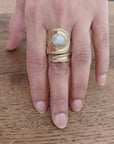 Handcrafted Brass Adjustable Rings with Moonstone – Ethnic Boho Design.