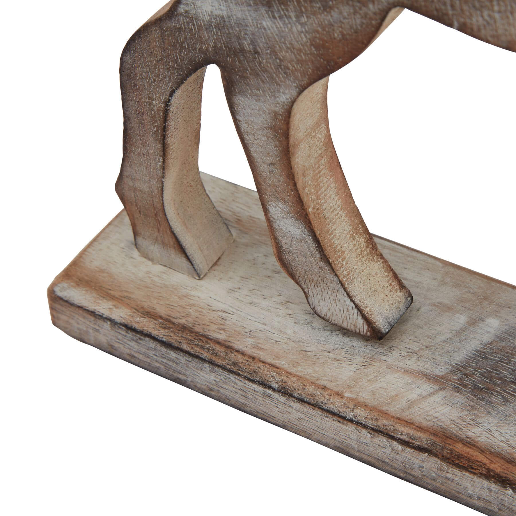 Whitewashed Wooden Reindeer Figurine for Nordic Styling