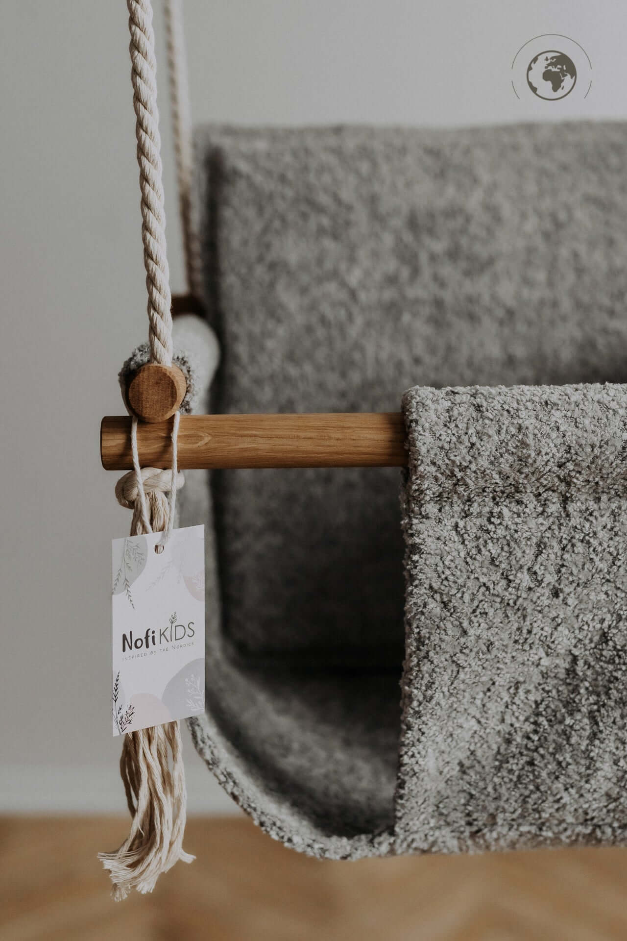 Eco-Friendly Bouclé Baby Swing – Safe &amp; Comfortable Indoor Play by Nofi KIDS at www.brixbailey.com