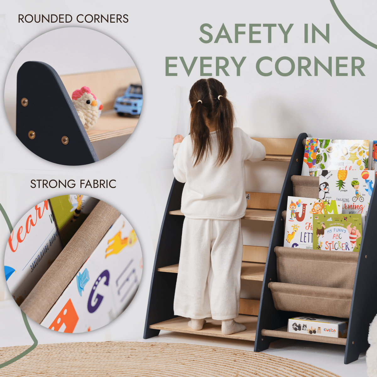 2 in 1 Montessori Shelf for Books and Toys