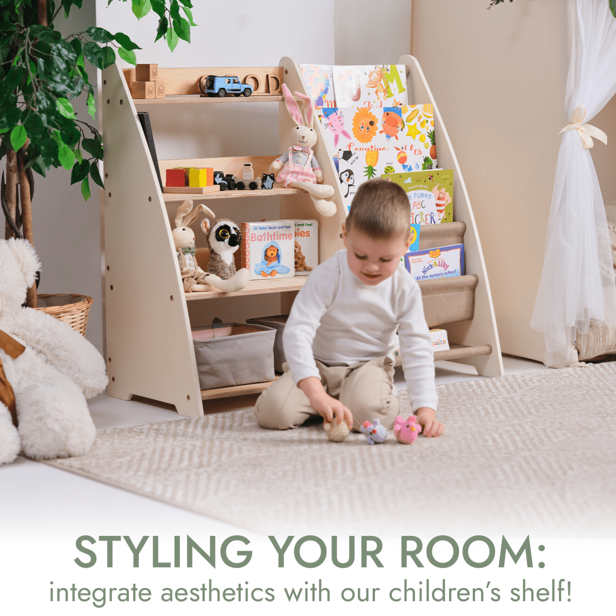 2 in 1 Montessori Shelf for Books and Toys