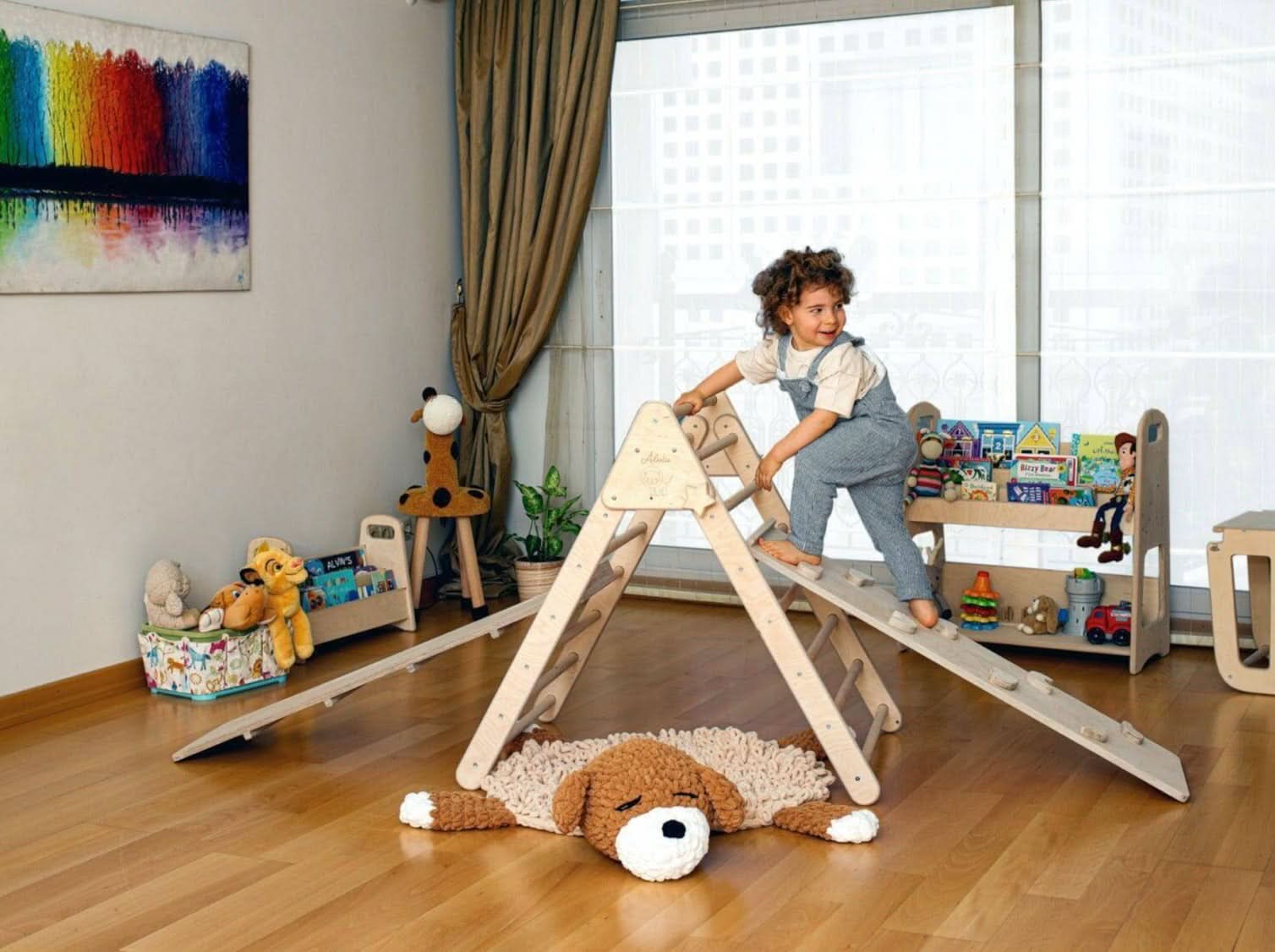 5 Pieces Climbing Set - Climbing Triangle / Arch Rocker, XL Pillow, and 2 Ramps-4