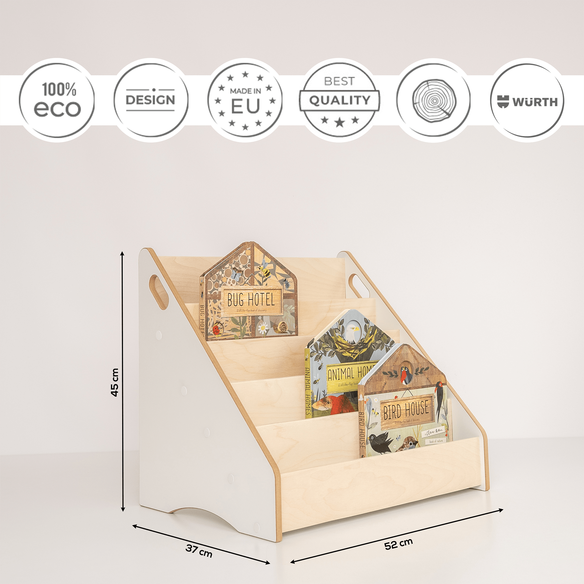 MAMOI®  Bücherregal Kinder aus holz, Kinderbücherregal, Bücherständer,  wandregal kinderzimmer, Regal, Book Shelf, Kinderregal-2