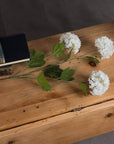 Lifelike white faux snowball blossom stem, 75cm, with realistic petals and flexible branches for elegant home decor by sostter at brixbailey.com