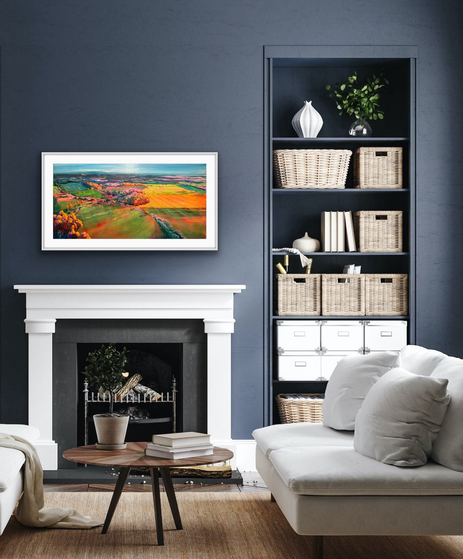 Boxfields at Dawn luxury fine art giclee print, premium contemporary landscape artwork, hand signed limited edition, Wiltshire countryside decor by Michael Sutherland Art at brixbailey.com