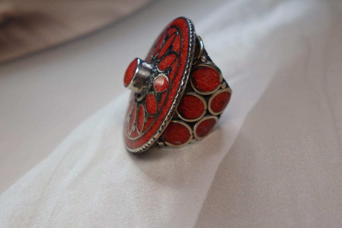 Boho Mandala Statement Rings – Handcrafted Tribal Inlay in Turquoise, Coral &amp; Lapis.