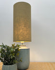Chartreuse Linen Lampshade | Extra Tall Cylinder Ceiling Light Shade | Bespoke Handmade UK