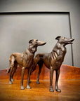 Pair Of Bronze Greyhound Figurines / Bronze Dog Ornaments / Dog Statue